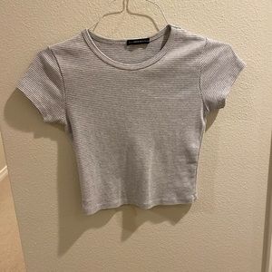 Brandy Melville grey and white stripped crop top